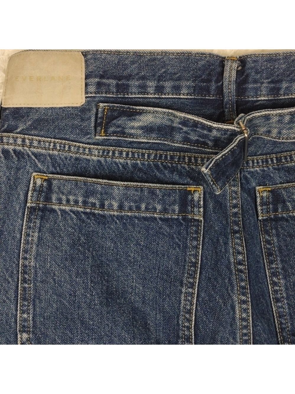 Everlane Cinched Utility Jean Blue Medium Wash High Rise Straight Leg Jean - Picture 12 of 15